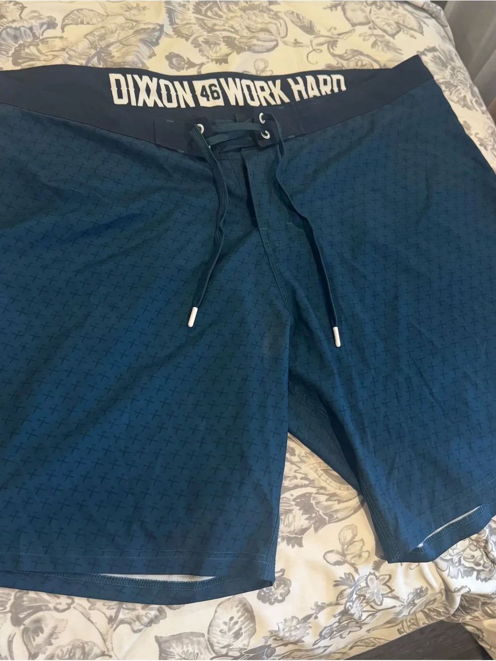 DIXXON Men's Deep Teal Board Shorts with Navy Waistband